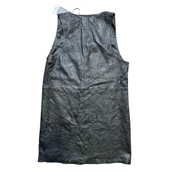 Zadig & Voltaire Rasha Crinkled Leather Sleeveless Mini Dress Black L NWT $698 - Picture 5 of 8